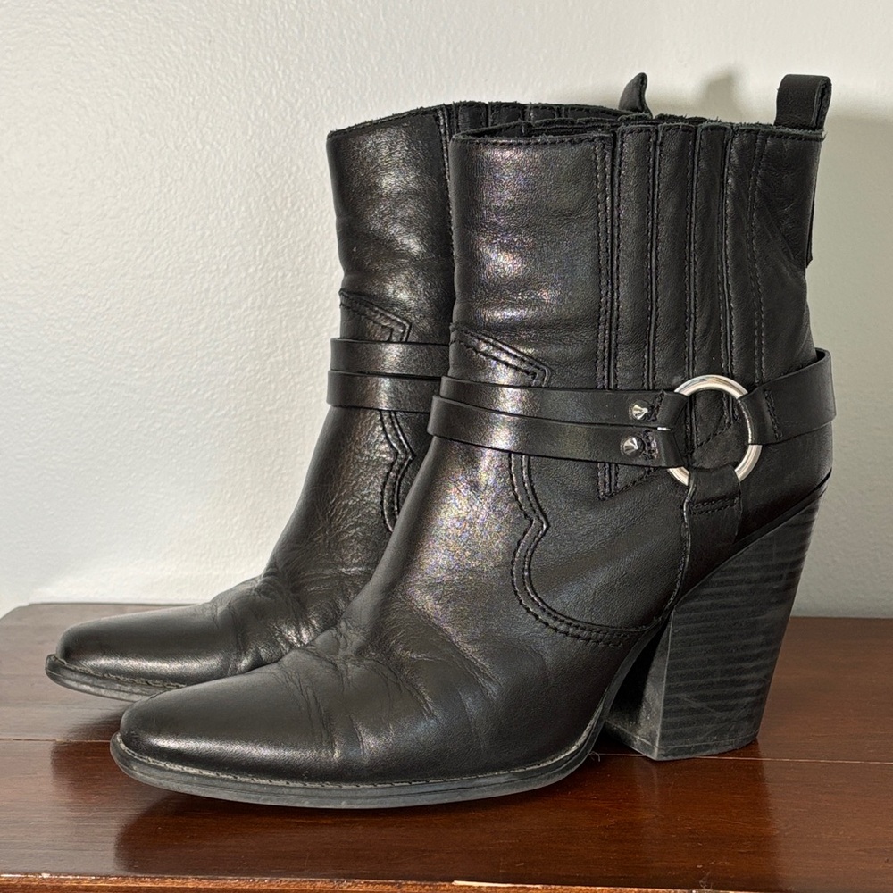 Aldo Black Heeled Leather Boots